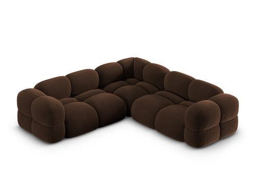 Cosmopolitan Design Hoekbank Loretto 4-zits, flueel chocolade - 250x250x68cm