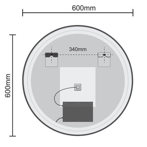 LOMAZOO badkamerspiegel Milano - met LED verlichting & anti condens - rond - zwart - 60 cm