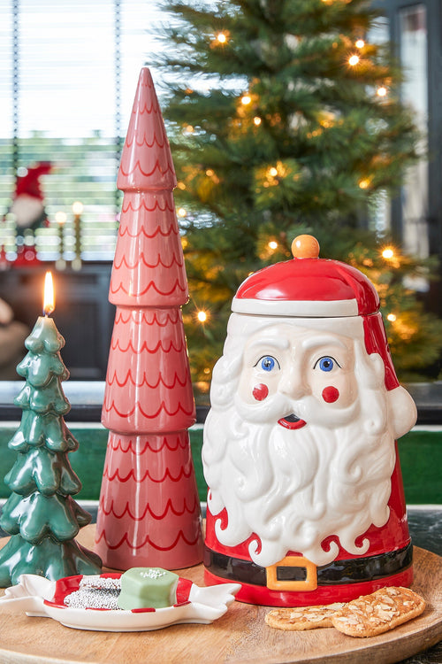 House of Seasons Celebration Voorraadpot - L16 x B16 x H26 cm - Steengoed - Rood - vtwonen shop