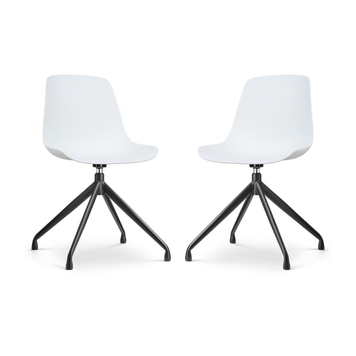 Nolon Nola-Pip Draaibare Eetkamerstoelen Wit - Zwart Onderstel - 2x - vtwonen shop