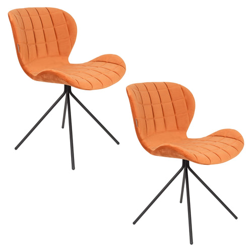 Zuiver OMG Velvet Eetkamerstoelen Oranje - Set van 2 - vtwonen shop