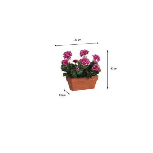 Mica Decorations Geranium Kunstplant in Balkonbak - L29 x B13 x H40 cm - Paars