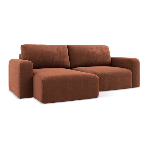 LaMiaSofa hoekbank links Ostia - chenille stof - terracotta - 244x149x79