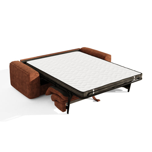 Premium Interiors - Snel uitklapbare slaapbank COMO - corduroy terracotta 216cm