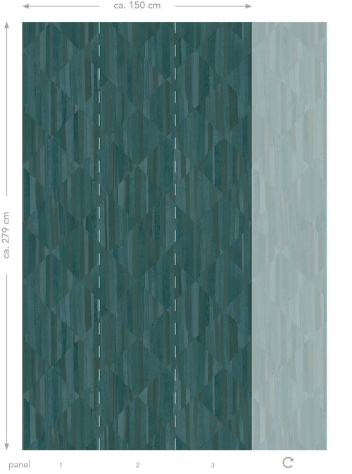 Origin Wallcoverings fotobehang 3D-houtmotief petrolblauw - 150 x 279 cm - 357301 - vtwonen shop