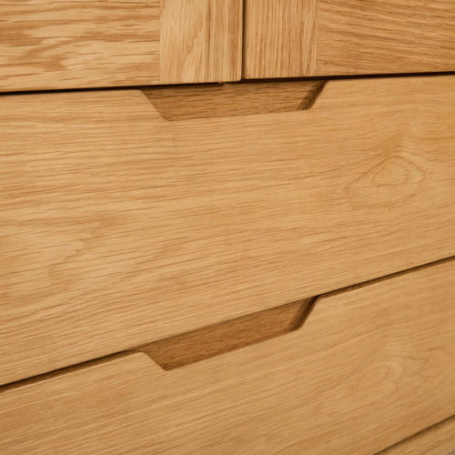 Furnhouse vitrinekast Nyborg - Natuurlijk eikenhout - MDF, Eikenfineer, Glas - 45x100x190