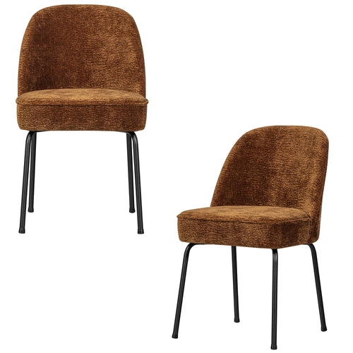 BePureHome eetkamerstoelen Vogue - Polyester - Midden Bruin -Set van 2 - vtwonen shop