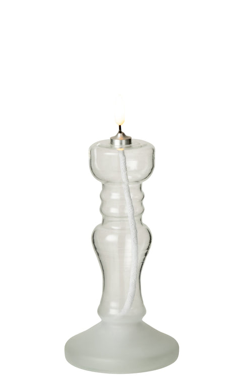 J-Line kaars - glas - transparant - LED lichtjes