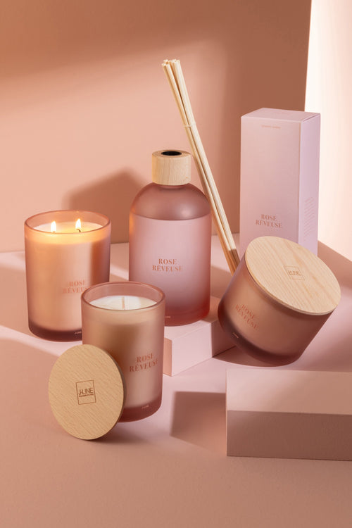 J-Line geurstokjes Accords Essentiels - Rose Rêveuse - roze - 550 ml