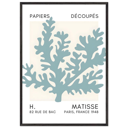 Artfulprints Poster met Lijst Matisse – Aqua bloom turquoise   - 70x100 cm - Turquoise