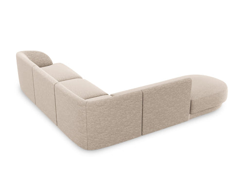 Micadoni linker hoekbank Miley 6-zits, structurele stof beige - 248x255x70cm