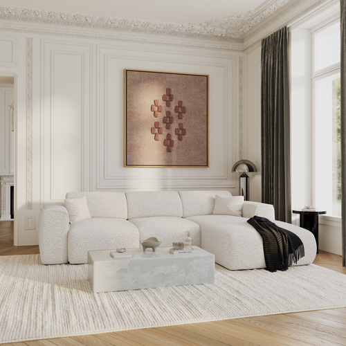 Sia Home - Hoekbanken YUMA - Bouclette stof - Crème - 283cm