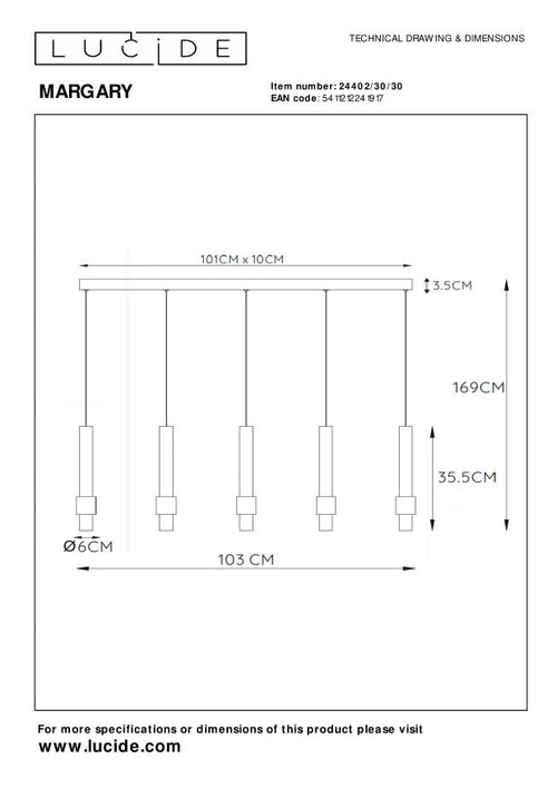 Lucide hanglamp MARGARY - Geïntegreerde LED - Zwart - vtwonen shop