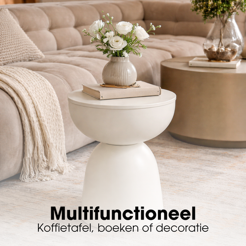 Mica Decorations Elliot Bijzettafel - Bijzettafel Rond H45 x Ø32 cm - Bijzettafeltje voor Woonkamer of Slaapkamer - Ideaal als Plantentafeltje - IJzer