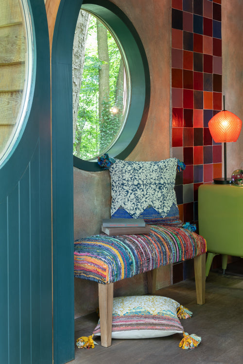 J-Line kussen Vierkant Bloemen - katoen - mix - 3 stuks