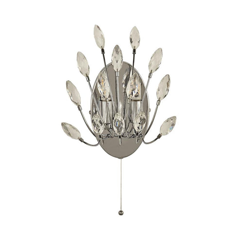Searchlight Peacock 2-lichts wandlamp, kristal
