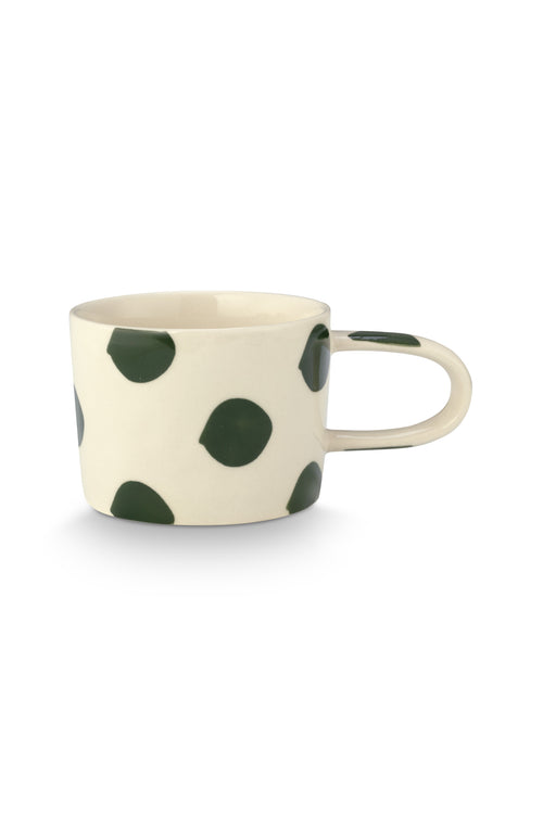 vtwonen - Mokken - Groen - Stippen - Set van 2 - Keramiek - 350ml