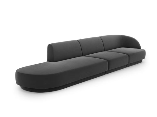 Micadoni linker bank Miley 4-zits, flueel, grijs - 90x323x70cm
