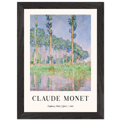 Artfulprints Poster met Lijst Claude Monet - Poplars, pink effect   - A4 21x29.7 cm - Meerkleurig
