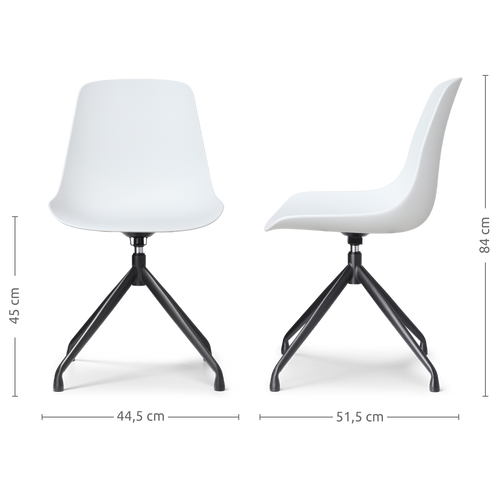 Nolon Nola-Pip Draaibare Eetkamerstoelen Wit - Zwart Onderstel - 2x - vtwonen shop