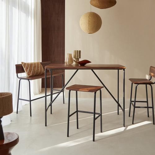 Tikamoon Hoge tafel van massief palissander en metaal voor 4 personen - Bruin - vtwonen shop