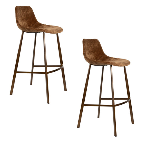 Dutchbone Franky Barkrukken rugleuning 80 cm Cognac - Set van 2