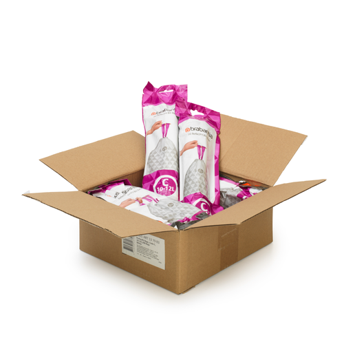 Brabantia PerfectFit Afvalzak, code C, 10-12 liter, 200 stuks, set van 10 rollen - White