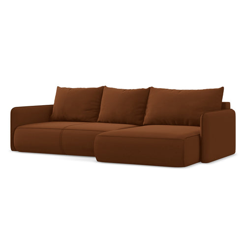 LaMiaSofa hoekbank rechts Palermo - velours - terracotta - 240x148x86