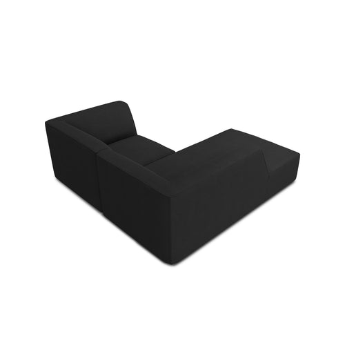 Cosmopolitan Design - Modulaire hoekbank links Siena 3-zits, structurele stof zwart - 180x186x69cm