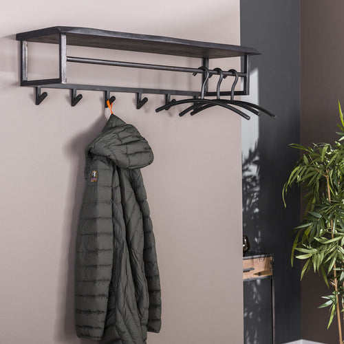 Giga Meubel Kapstok Yucon - Zwart Metaal - 6 Haken - 100x30x27cm