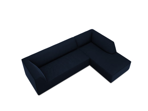 Micadoni rechter hoekbank Ruby 4-zits, flueel, koningsblauw - 180x273x69cm