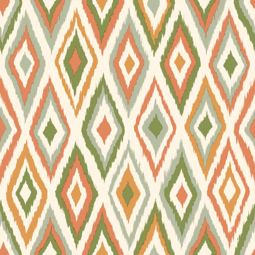 ESTAhome behang ruiten groen en terracotta - 50 x 900 cm - 131690