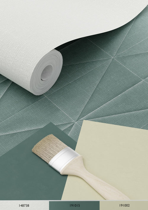 ESTAhome behang origami motief petrolblauw - 53 cm x 10.05 m - 148712 - vtwonen shop