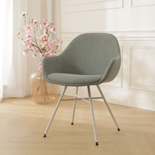 Nolon Noa-Mae Eetkamerstoel Saliegroen - Armleuning - Witte Poten - vtwonen shop