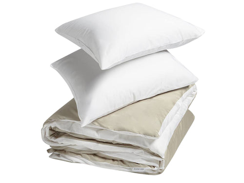 Yumeko dekbedovertrek katoen satijn double face white/sandy 240x220 + 2/60x70 - vtwonen shop