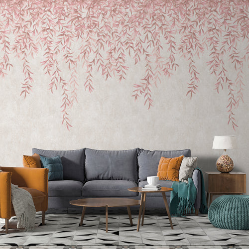 Sanders & Sanders fotobehang bladeren roze en beige - 212 x 280 cm - 640271 - vtwonen shop