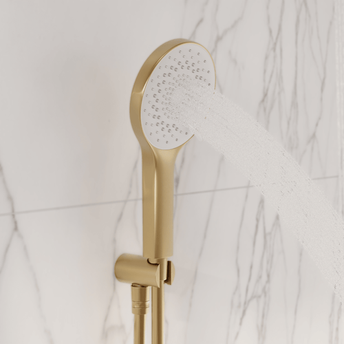 LOMAZOO inbouwdoucheset Aurora - met thermostaatkraan & ronde handdouche - goud - 30 cm