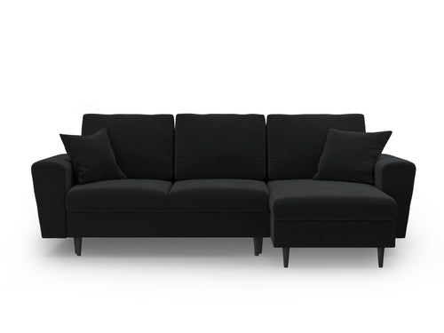 Cosmopolitan Design Omkeerbare converteerbare hoekbank met opbergdoos Kyoto 4-zits, flueel zwart - 145x241x88cm