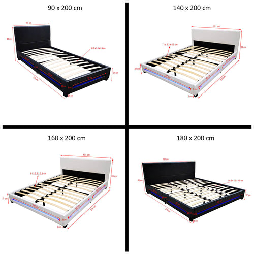 Home Deluxe LED bed ASTEROID zwart 90 x 200 cm
