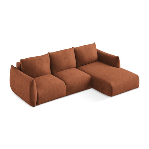 LaMiaSofa hoekbank rechts Savona - chenille stof - terracotta - 242x162x90