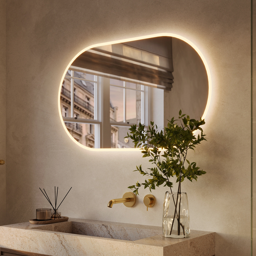 LOMAZOO badkamerspiegel Genua - met LED verlichting & spiegelverwarming - ovaal - 100 x 60 cm