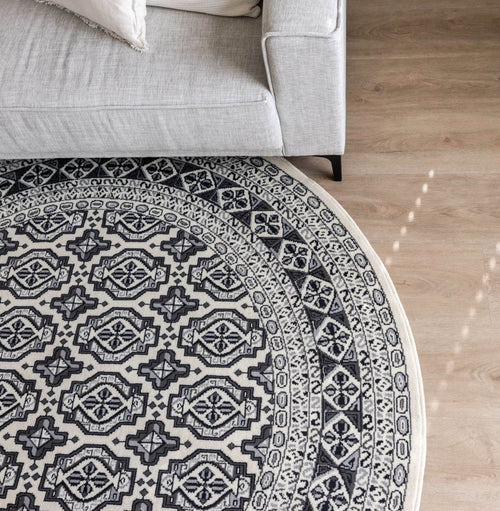 Rond vintage vloerkleed Marad Grijs/Antraciet Interieur05 - 160 x 160 cm - vtwonen shop