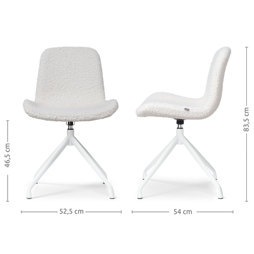 Nolon Nola-Fé Draaibare Eetkamerstoelen Set van 2 Teddy Wit - Zwart - vtwonen shop