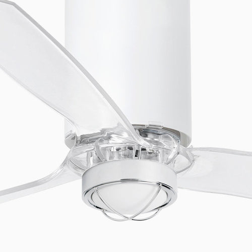 Faro MINI TUBE LED Matwit, transparante plafondventilator met DC-motor, 3000K