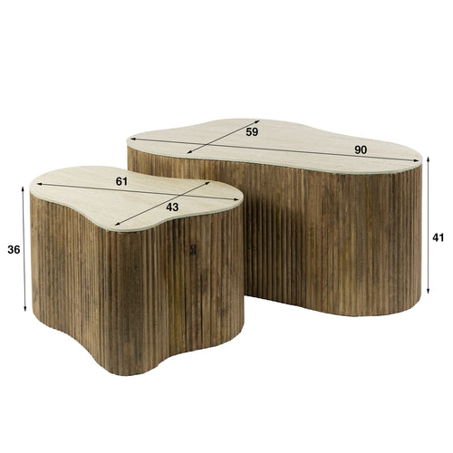 Giga Meubel Salontafel Nuovo - Organisch Beige/Hout - Set van 2