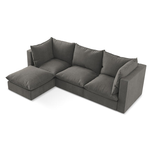LaMiaSofa hoekbank links Ravenna - textuurstof - donkergrijs - 255x165x77