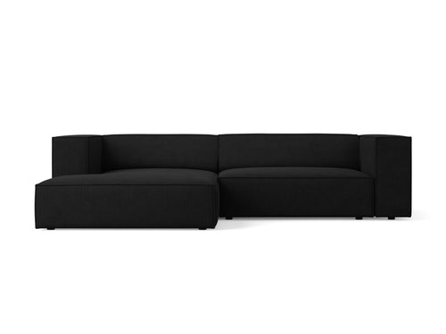 Cosmopolitan Design linker hoekbank Arendal 3-zits, chenille met ribbeleffect, zwart - 166x224x70cm