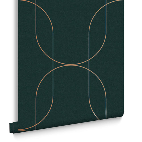 Graham & Brown |vliesbehang Palais Green & Copper - groen - vtwonen shop