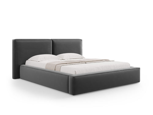 Micadoni Opbergbed met hoofdeinde Jodie 160x200cm, flueel, grijs - 228x214x108cm
