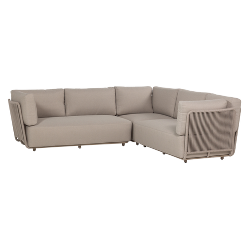 WOOOD loungeset tuin Sora - Metaal/Touw - Zand - 73x269x270